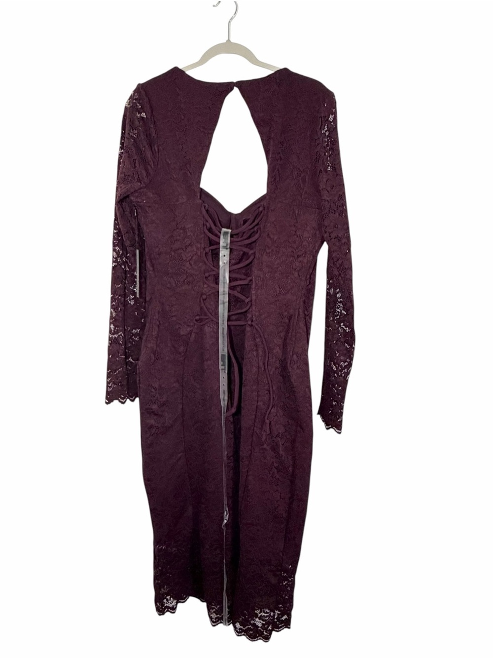 TA3 Seamed Lushy Long Sleeve Lace Midi Dress VIRAL Lace Garnet Size 3XL NWT $298 - Picture 6 of 8